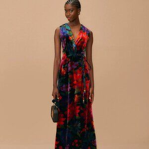 FARM Rio Black Flower Season Maxi Wrap Dress